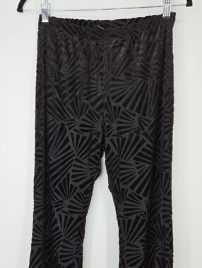 Windsor Black Velvet Burnout Pattern Flare Pants M